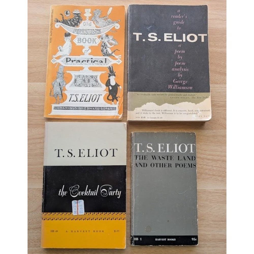T.S. Eliot Vintage Book Lot Old Possums Practical Cats Waste Land Cocktail Party